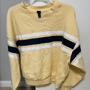 Wild Fable V-Neck Sweater in Yellow with Navy and White Stripes